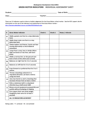 Kinder Development Check  Form