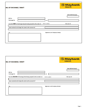 BILL of EXCHANGE DRAFT  Form