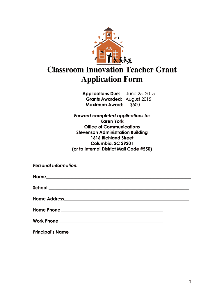  Classroom Innovation Teacher Grant Application Form Richlandone 2015-2024