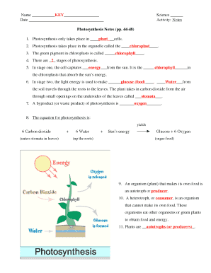 Photosynthesis Notes  Form