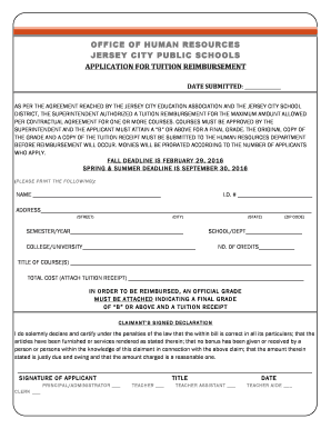 Jcboe Tuition Reimbursement  Form