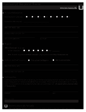 Touro University Nevada Transcript Request  Form