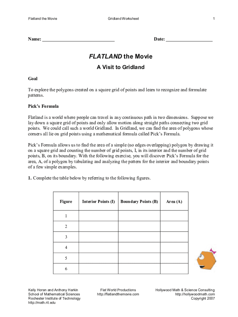 Flatland Movie Worksheet PDF  Form