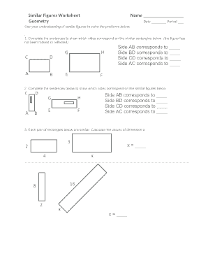 Similar Figures Worksheet PDF  Form