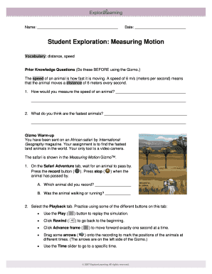 Measuring Motion Gizmo Answer Key  Form