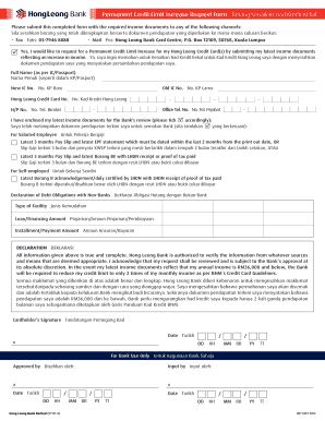 Hong Leong Increase Credit Limit  Form