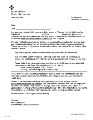 Sutter Medical Center Anderson Lucchetti Women&#039;s &amp; Children&#039;s  Form