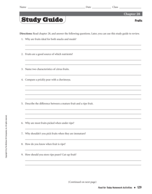 Chapter 28 Fruits Worksheet Answers  Form