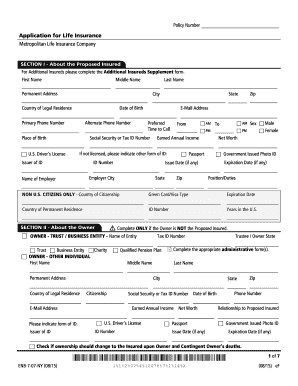 Life Insurance Application Form