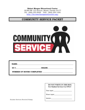 COMMUNITY SERVICE PACKET Robert Morgan Educational Center Hs Robertmorganeducenter  Form