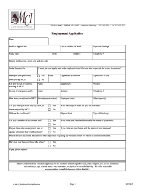 Job Application Maine Central Institute Mci School  Form