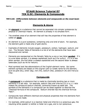 Staar Science Tutorial 07 Answer Key  Form