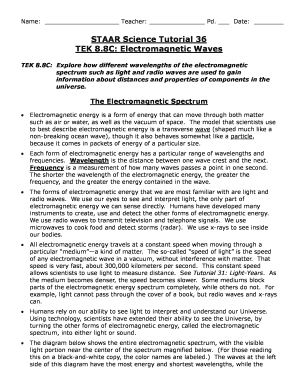 Staar Science Tutorial 36 Tek 8 8c Electromagnetic Waves Answer Key  Form