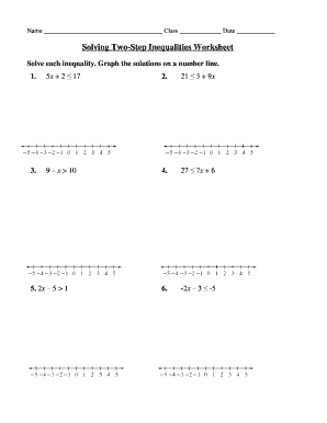 Solving Two Step Inequalities Worksheet with Answers  Form