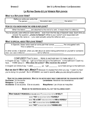 Unit 3 La Rutina Diaria Y Los Quehaceres Answer Key  Form