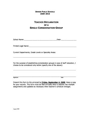 Self Declaration Form for Teachers