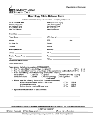 Neurology Clinic Referral Form University of Iowa Medicine Uiowa