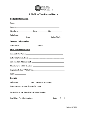  Ppd Skin Test Form PDF 2013