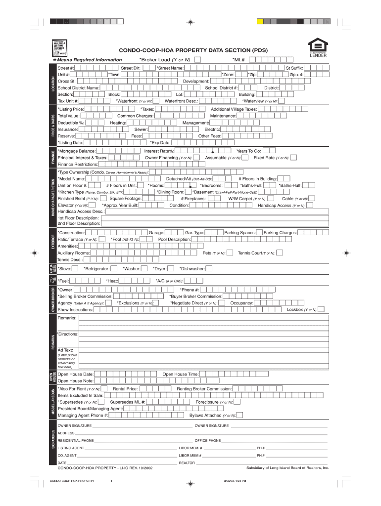  LONG ISLAND TIPLE LISTING SERVICE CONDO COOP HOA PROPERTY 2002