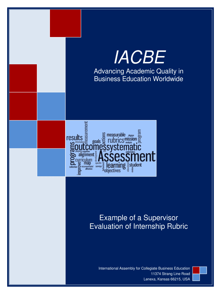 Example of a Supervisor Evaluation of Internship Rubric  IACBE  Iacbe  Form