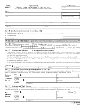 VERMONT 8879 VT F Fiduciary Income Tax Declaration for Tax Vermont Form
