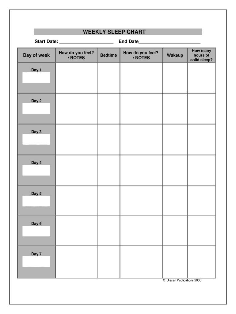 WEEKLY SLEEP CHART AuthorsDencom  Form