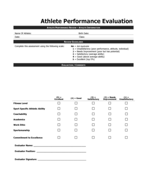 Athlete Performance Evaluation Form