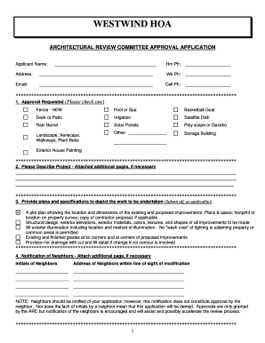 ARCHITECTURAL REVIEW COMMITTEE APPROVAL APPLICATION  Form