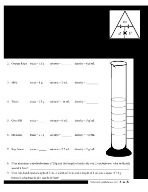 Density Column Worksheet  Form