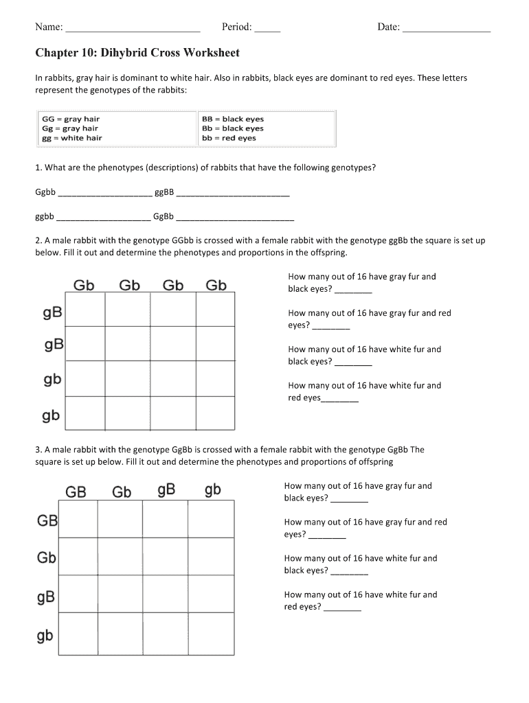 Get and Sign Chapter 10 Dihybrid Cross Worksheet Answer Key  Form
