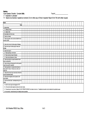 Crane Inspection Checklist Manitexxls  Form