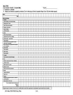 Crane Inspection Checklist Altec AT235xls  Form