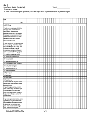 Crane Inspection Checklist Altec at XLS  Form