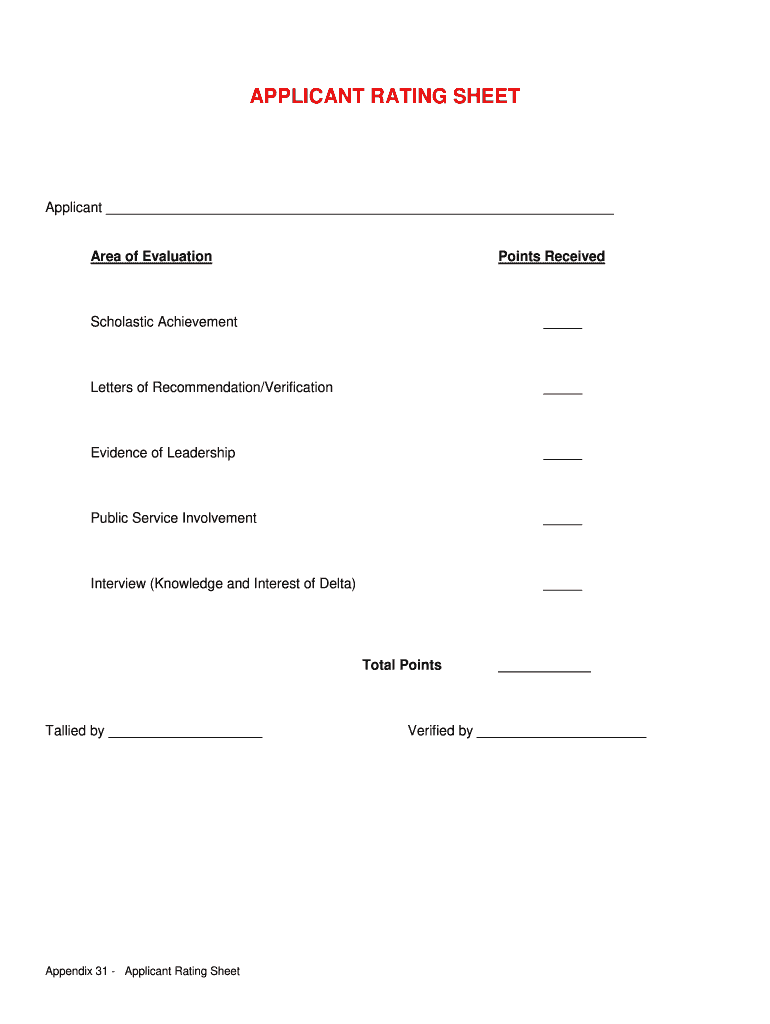 Delta Sigma Theta Interview Point System  Form