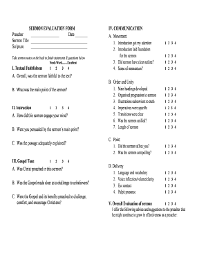 Sermon Evaluation Form