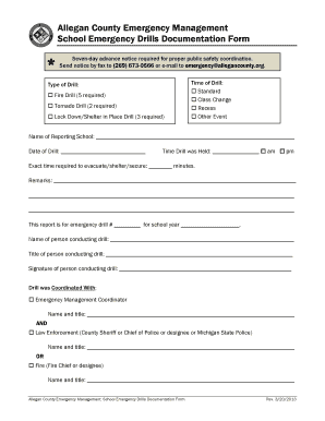 Allegan County Emergency Management School Emergency  Form