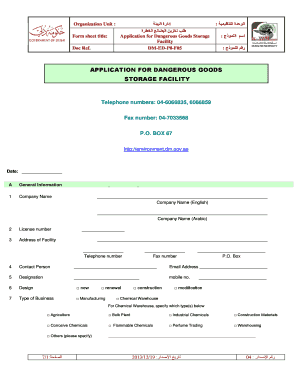 APPLICATION for DANGEROUS GOODS STORAGE FACILITY Portal Dm Gov  Form