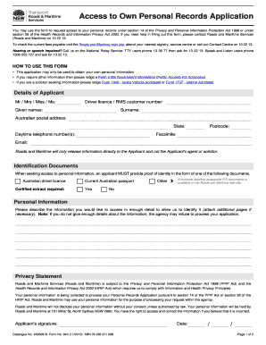  Access to Own Personal Records Application 2015