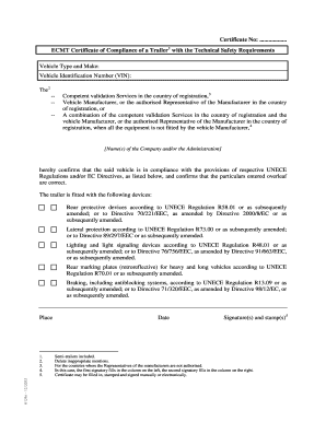 Ecmt Certificate  Form