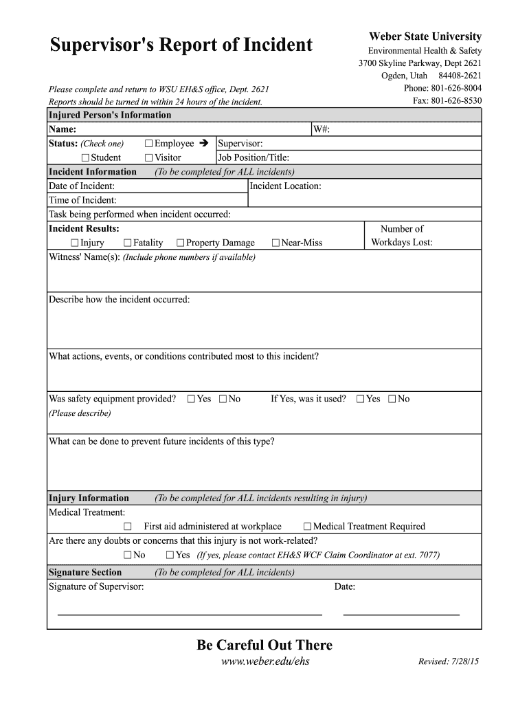  Supervisor Incident Report Form Xlsx 2015-2024