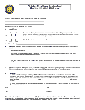 Private School Annual Review Compliance Report  Form