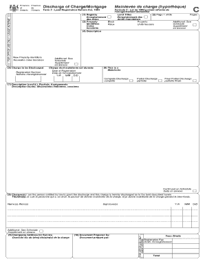 Discharge of ChargeMortgage Mainleve De Charge Hypothque Form 3 Land Registration Reform Act 1984