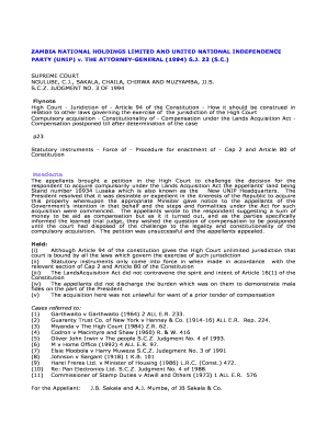 Zambia National Holdings and Unip V Ag  Form