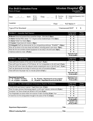 Fire Drill Evaluation Form Hospital Association of