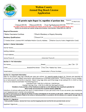 Walton County Dog Permit Renewal  Form
