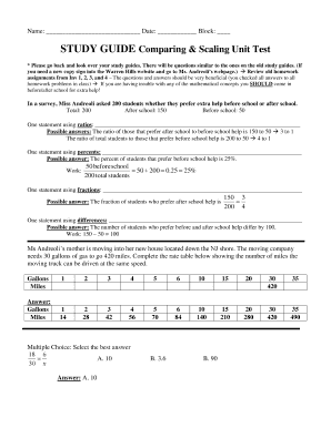 Comparing and Scaling Unit Test  Form