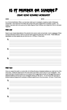 Crime Scene Scenario Worksheet  Form