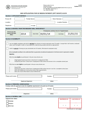SSO APPLICATION for 52 WEEKS PAYMENT OPT INOUT VL515 Aeusa Asn  Form