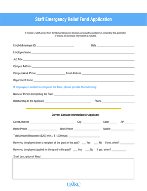Staff Emergency Application Form