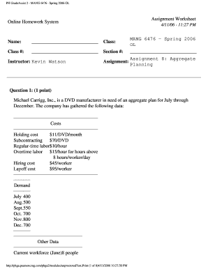 Michael Carrig Inc is a Disk Manufacturer in Need of an Aggregate Plan for July through December the Company Has Gathered the Fo  Form